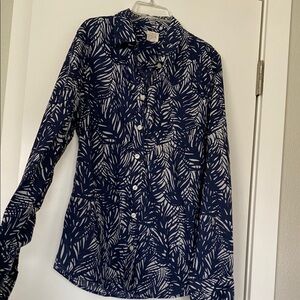 J. Crew Navy and White Button Down Shirt, LARGE